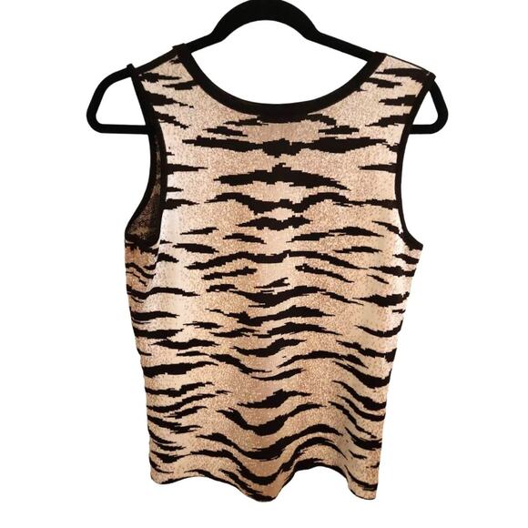 Ming Wang Brown Cream Animal Print Jacket Tank Set Knit 2 Piece Outfit Size S - Picture 5 of 7